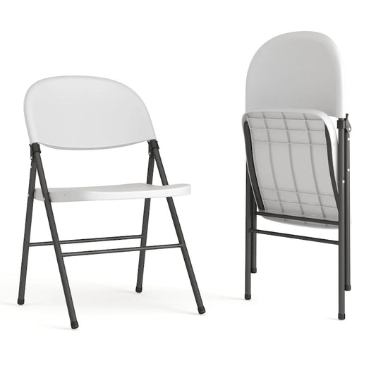 2 PK 330 lb. Capacity Plastic Folding Chair with Charcoal Frame