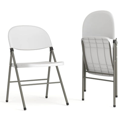 2 PK 330 lb. Capacity Plastic Folding Chair with Charcoal Frame