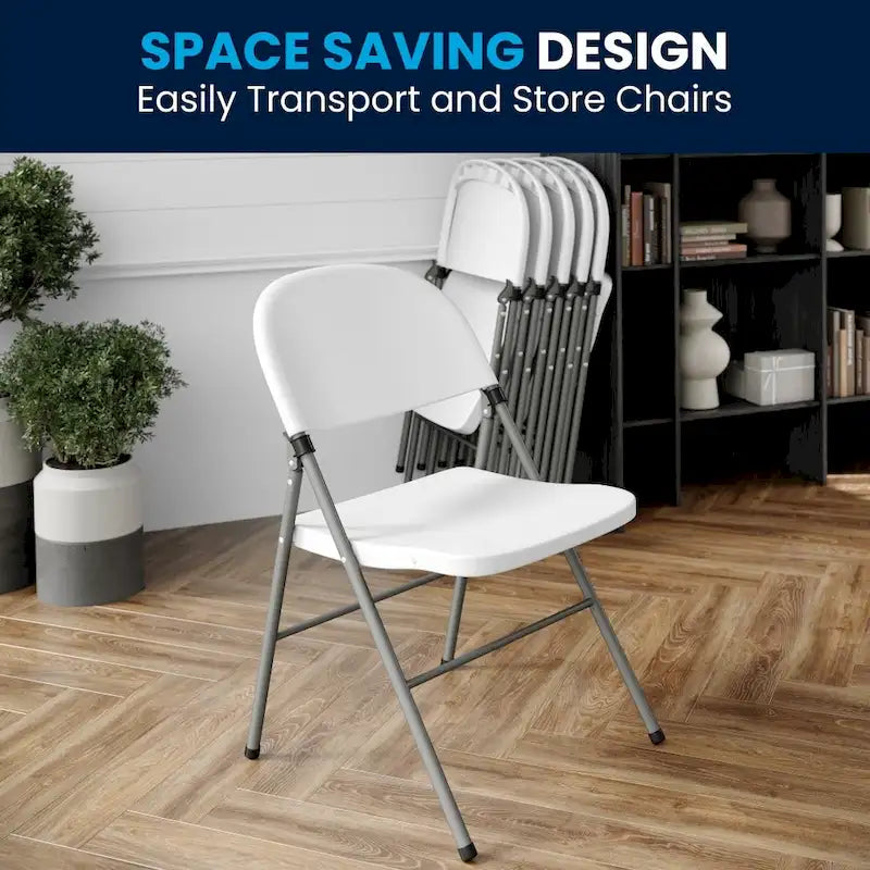 2 PK 330 lb. Capacity Plastic Folding Chair with Charcoal Frame