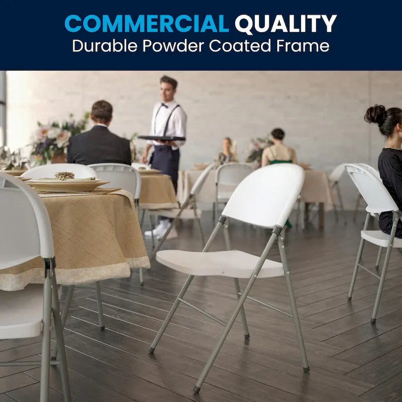 2 PK 330 lb. Capacity Plastic Folding Chair with Charcoal Frame