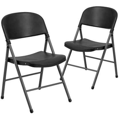 2 PK 330 lb. Capacity Plastic Folding Chair with Charcoal Frame