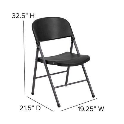 2 PK 330 lb. Capacity Plastic Folding Chair with Charcoal Frame