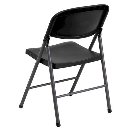 2 PK 330 lb. Capacity Plastic Folding Chair with Charcoal Frame