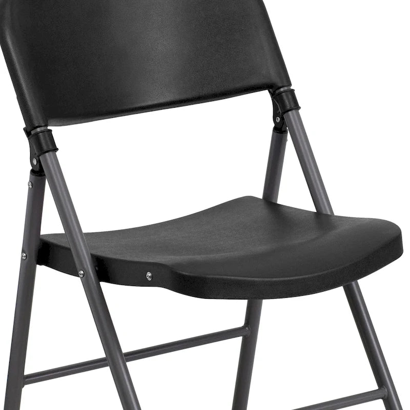 2 PK 330 lb. Capacity Plastic Folding Chair with Charcoal Frame