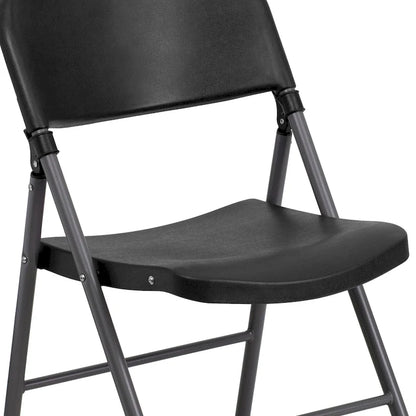 2 PK 330 lb. Capacity Plastic Folding Chair with Charcoal Frame