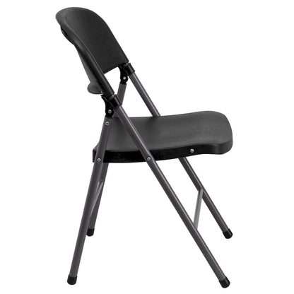 2 PK 330 lb. Capacity Plastic Folding Chair with Charcoal Frame