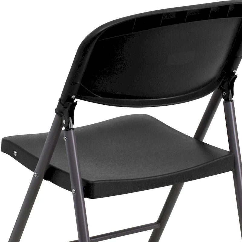 2 PK 330 lb. Capacity Plastic Folding Chair with Charcoal Frame