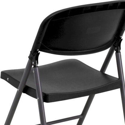2 PK 330 lb. Capacity Plastic Folding Chair with Charcoal Frame