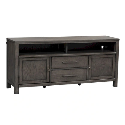 Modern Farmhouse Dusty Charcoal Distressed 66 Inch Entertainment Console