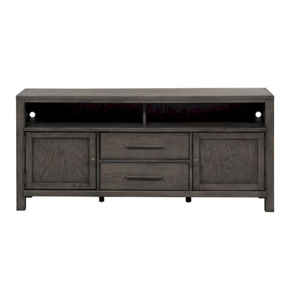 Modern Farmhouse Dusty Charcoal Distressed 66 Inch Entertainment Console