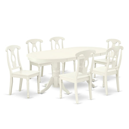 East West Furniture Dining Set- an Oval Dining Table and Kitchen Chairs, Linen White(Pieces Options)