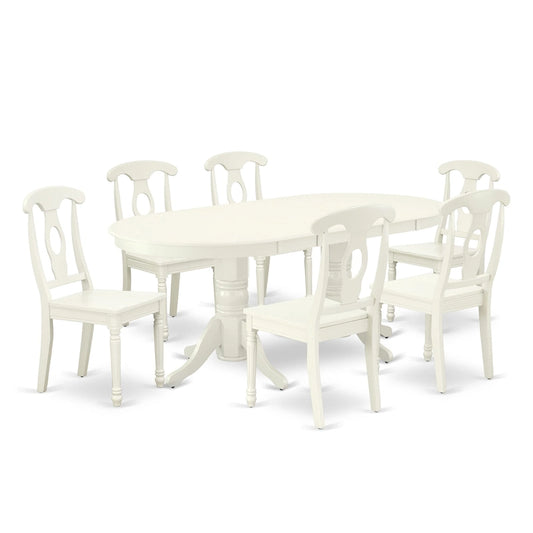 East West Furniture Dining Set- an Oval Dining Table and Kitchen Chairs, Linen White(Pieces Options)