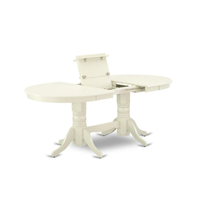 East West Furniture Dining Set- an Oval Dining Table and Kitchen Chairs, Linen White(Pieces Options)