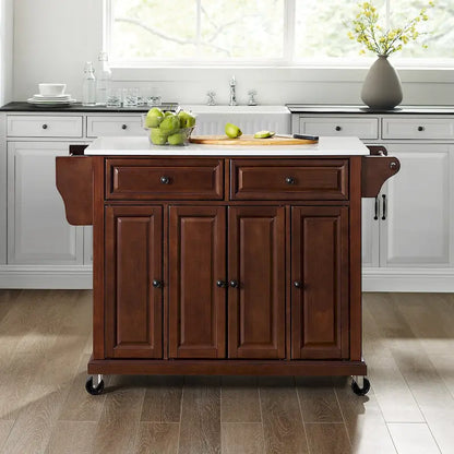 Crosley Full-size Granite Top Mahogany Kitchen Cart - 51.5 W x 18 D x 36.5 H
