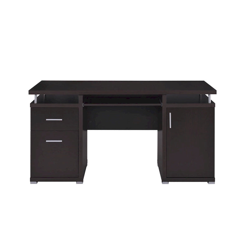 Luxurious Computer Desk with 2 Drawers and Cabinet, Brown