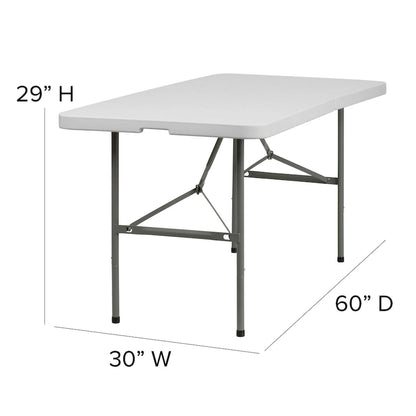 30W x 60L Bi-Fold Granite White Plastic Folding Table - Banquet Table