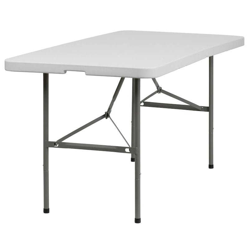 30W x 60L Bi-Fold Granite White Plastic Folding Table - Banquet Table