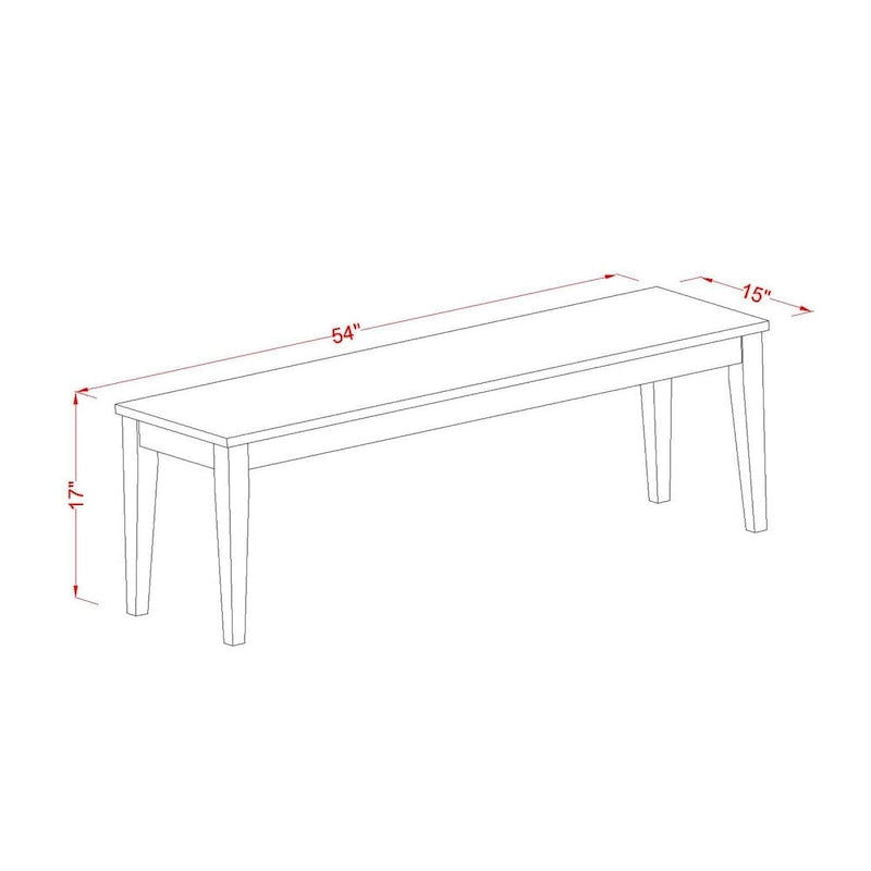 East West Furniture Nicoli Dining Room Bench with Wood Seat, 54x15x17 Inch, (Finish Options)