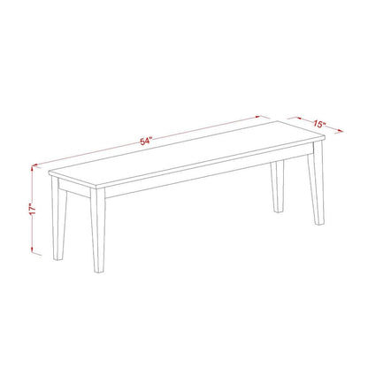 East West Furniture Nicoli Dining Room Bench with Wood Seat, 54x15x17 Inch, (Finish Options)