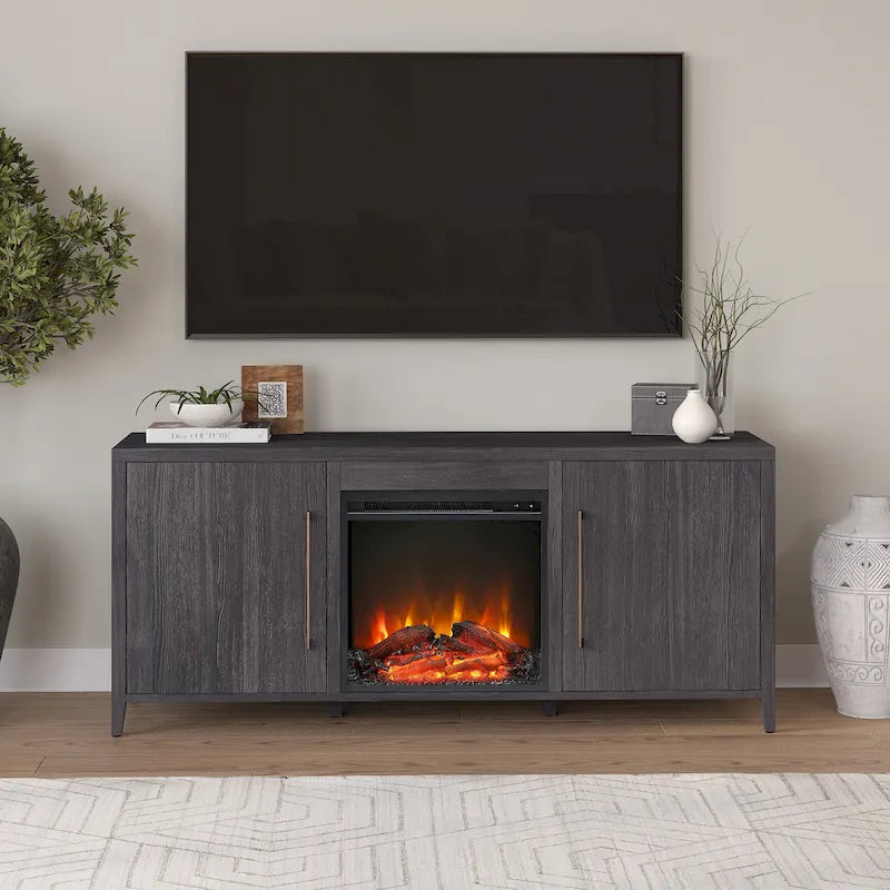 Jasper Rectangular TV Stand with Log Fireplace for TV's up to 65