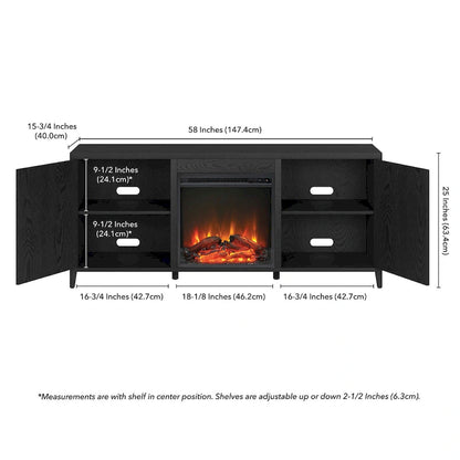Jasper Rectangular TV Stand with Log Fireplace for TV's up to 65