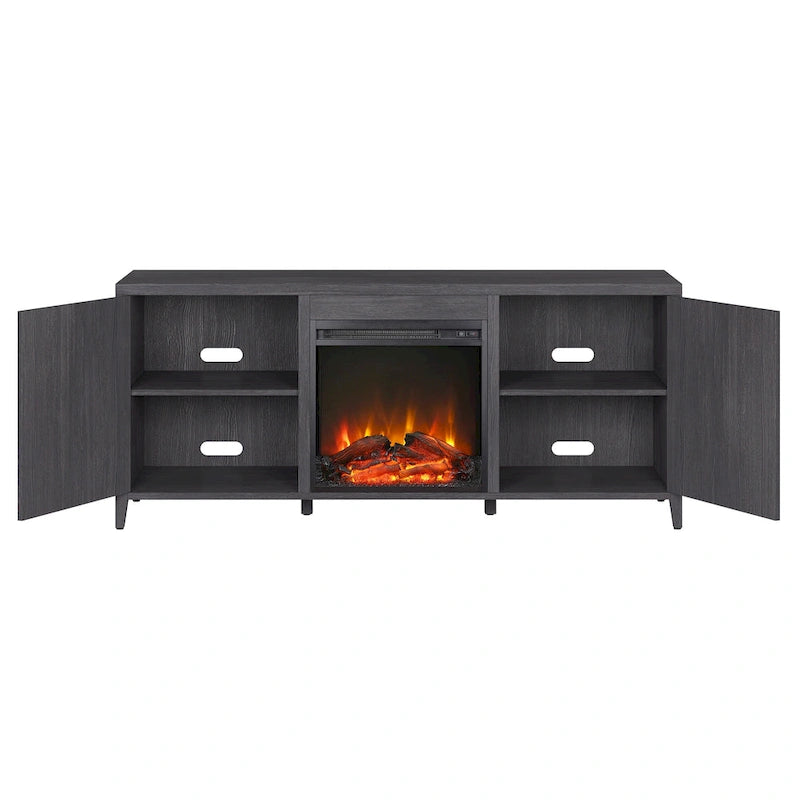 Jasper Rectangular TV Stand with Log Fireplace for TV's up to 65