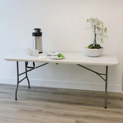 6 Foot Plastic Folding Table in White