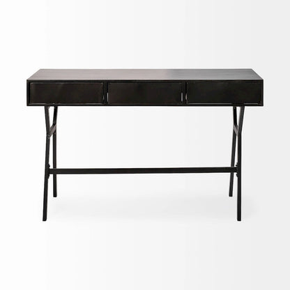 Vince Black Metal with Gold Accents 3 Drawer Office Desk