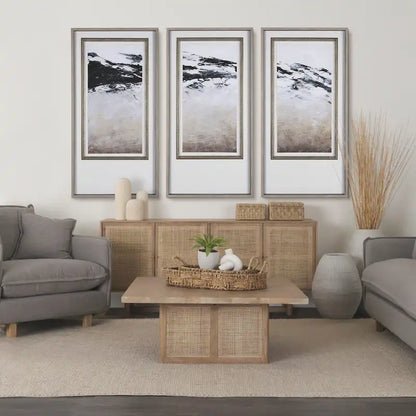 Grier Light Brown Solid Wood with Cane 4 Door Sideboard - 72.0L x 18.0W x 31.0H