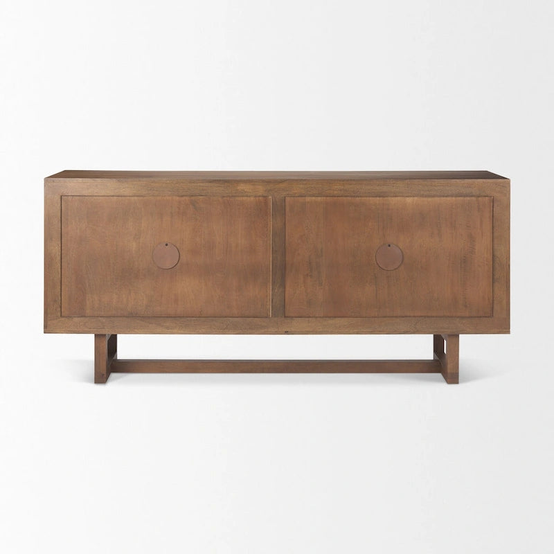 Grier Light Brown Solid Wood with Cane 4 Door Sideboard - 72.0L x 18.0W x 31.0H