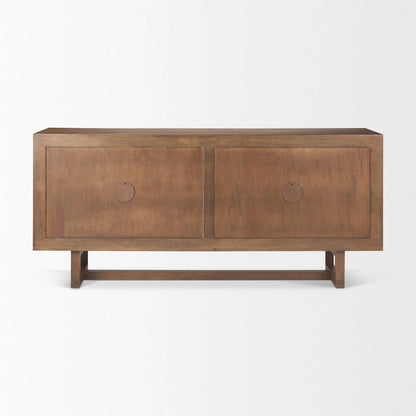 Grier Light Brown Solid Wood with Cane 4 Door Sideboard - 72.0L x 18.0W x 31.0H