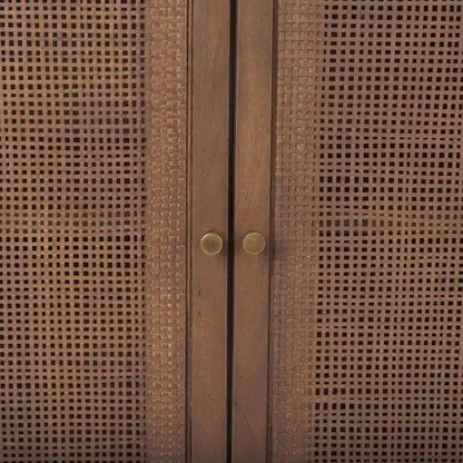 Grier Light Brown Solid Wood with Cane 4 Door Sideboard - 72.0L x 18.0W x 31.0H