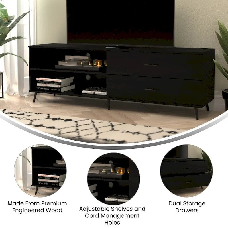 TV Stand for up to TV's with Adjustable Shelf and Storage Drawers