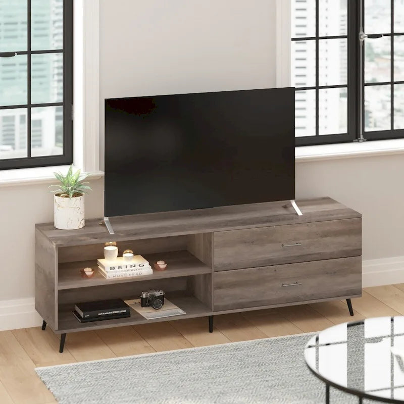 TV Stand for up to TV's with Adjustable Shelf and Storage Drawers