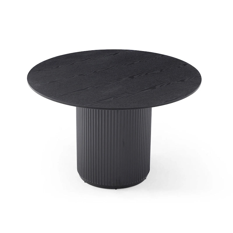 Black Round Dining Table, MDF handcraft Pedestal Dining Room Table