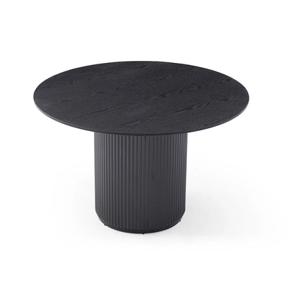 Black Round Dining Table, MDF handcraft Pedestal Dining Room Table