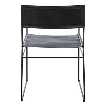 SAFAVIEH Bernardine Leather Dining Chair (Set of 2) - 21.7 W x 19.7 L x 31.9 H - 22Wx20Dx32H