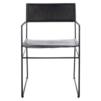 SAFAVIEH Bernardine Leather Dining Chair (Set of 2) - 21.7 W x 19.7 L x 31.9 H - 22Wx20Dx32H