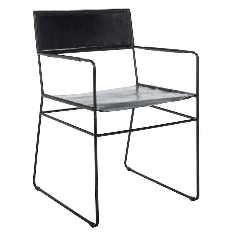 SAFAVIEH Bernardine Leather Dining Chair (Set of 2) - 21.7 W x 19.7 L x 31.9 H - 22Wx20Dx32H