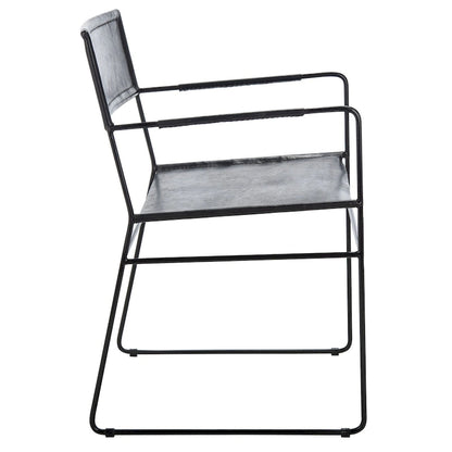 SAFAVIEH Bernardine Leather Dining Chair (Set of 2) - 21.7 W x 19.7 L x 31.9 H - 22Wx20Dx32H