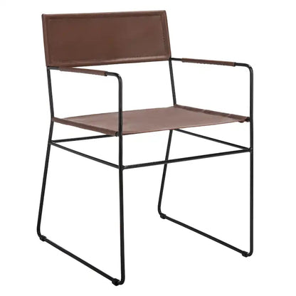 SAFAVIEH Bernardine Leather Dining Chair (Set of 2) - 21.7 W x 19.7 L x 31.9 H - 22Wx20Dx32H