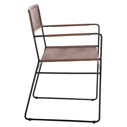 SAFAVIEH Bernardine Leather Dining Chair (Set of 2) - 21.7 W x 19.7 L x 31.9 H - 22Wx20Dx32H