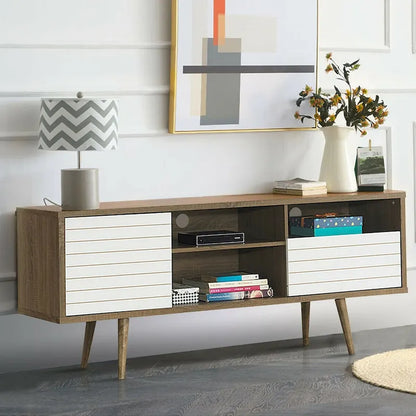Gymax Modern TV Stand/Console Cabinet 3 Shelves Storage Drawer Splayed - See Details
