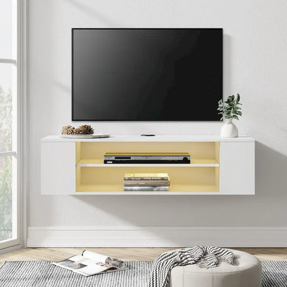 WAMPAT Floating TV Stand Shelf Wall Mounted Entertainment Center Floating Cabinet Media Hutch Under TV, 39 Inch