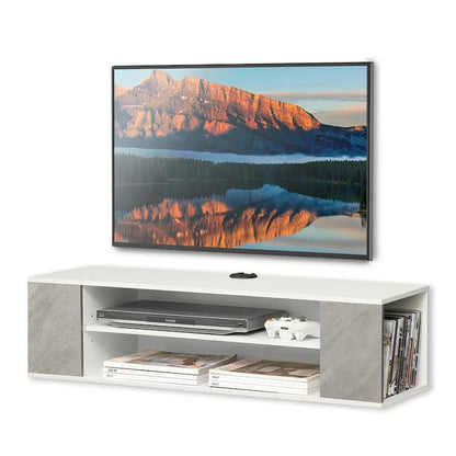 WAMPAT Floating TV Stand Shelf Wall Mounted Entertainment Center Floating Cabinet Media Hutch Under TV, 39 Inch