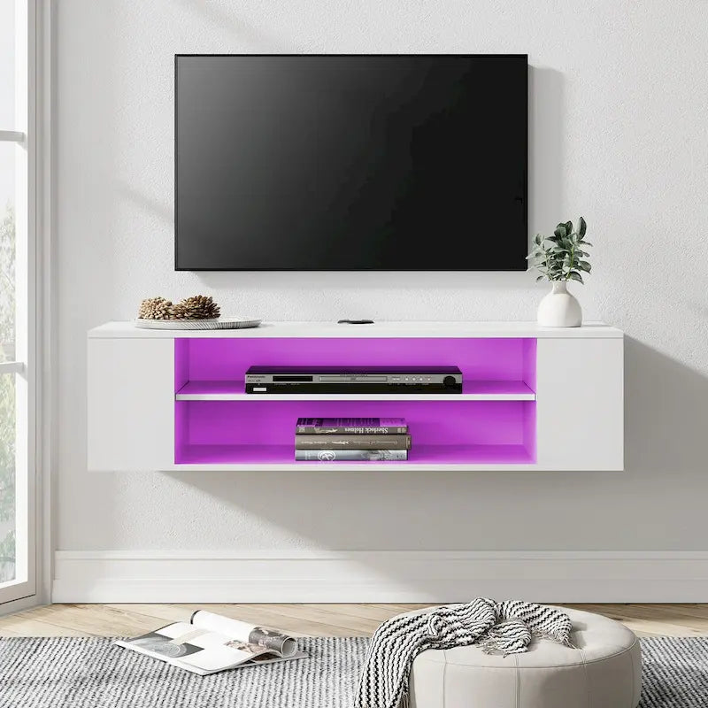 WAMPAT Floating TV Stand Shelf Wall Mounted Entertainment Center Floating Cabinet Media Hutch Under TV, 39 Inch