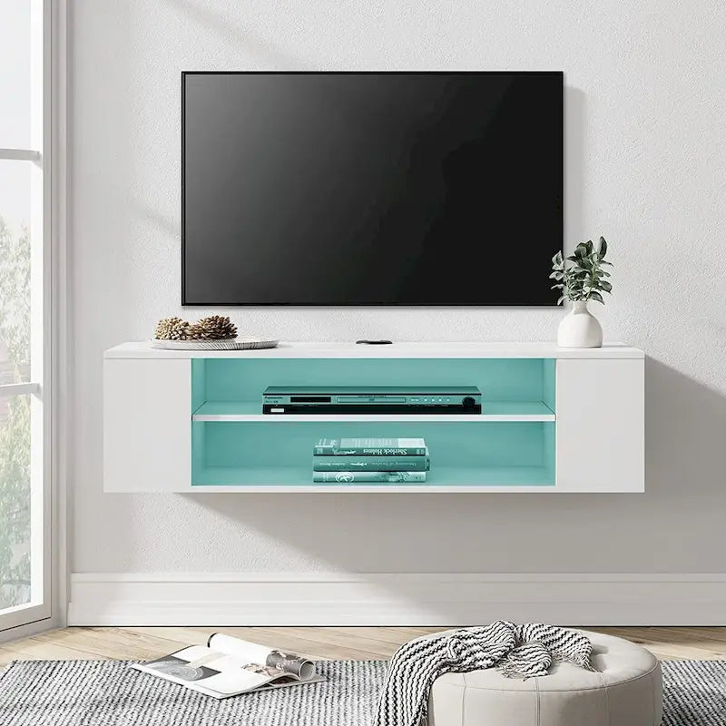 WAMPAT Floating TV Stand Shelf Wall Mounted Entertainment Center Floating Cabinet Media Hutch Under TV, 39 Inch