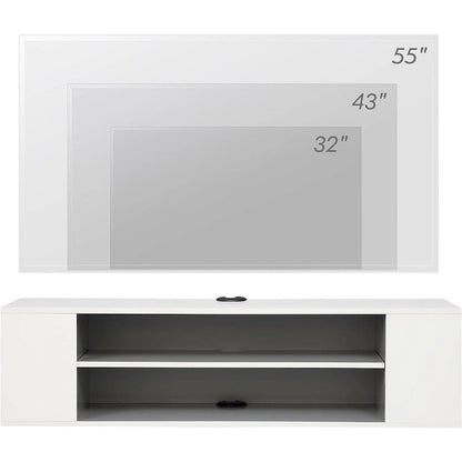 WAMPAT Floating TV Stand Shelf Wall Mounted Entertainment Center Floating Cabinet Media Hutch Under TV, 39 Inch