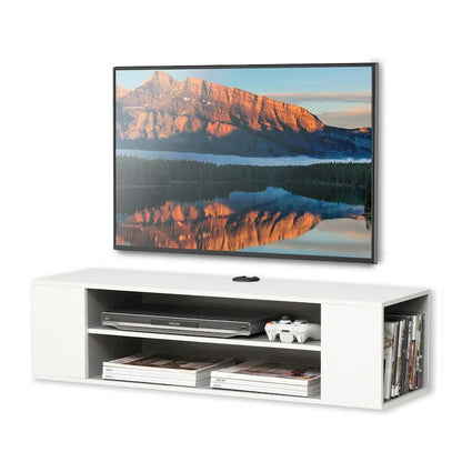 WAMPAT Floating TV Stand Shelf Wall Mounted Entertainment Center Floating Cabinet Media Hutch Under TV, 39 Inch