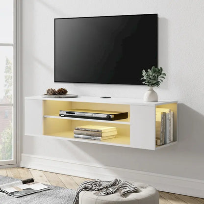 WAMPAT Floating TV Stand Shelf Wall Mounted Entertainment Center Floating Cabinet Media Hutch Under TV, 39 Inch